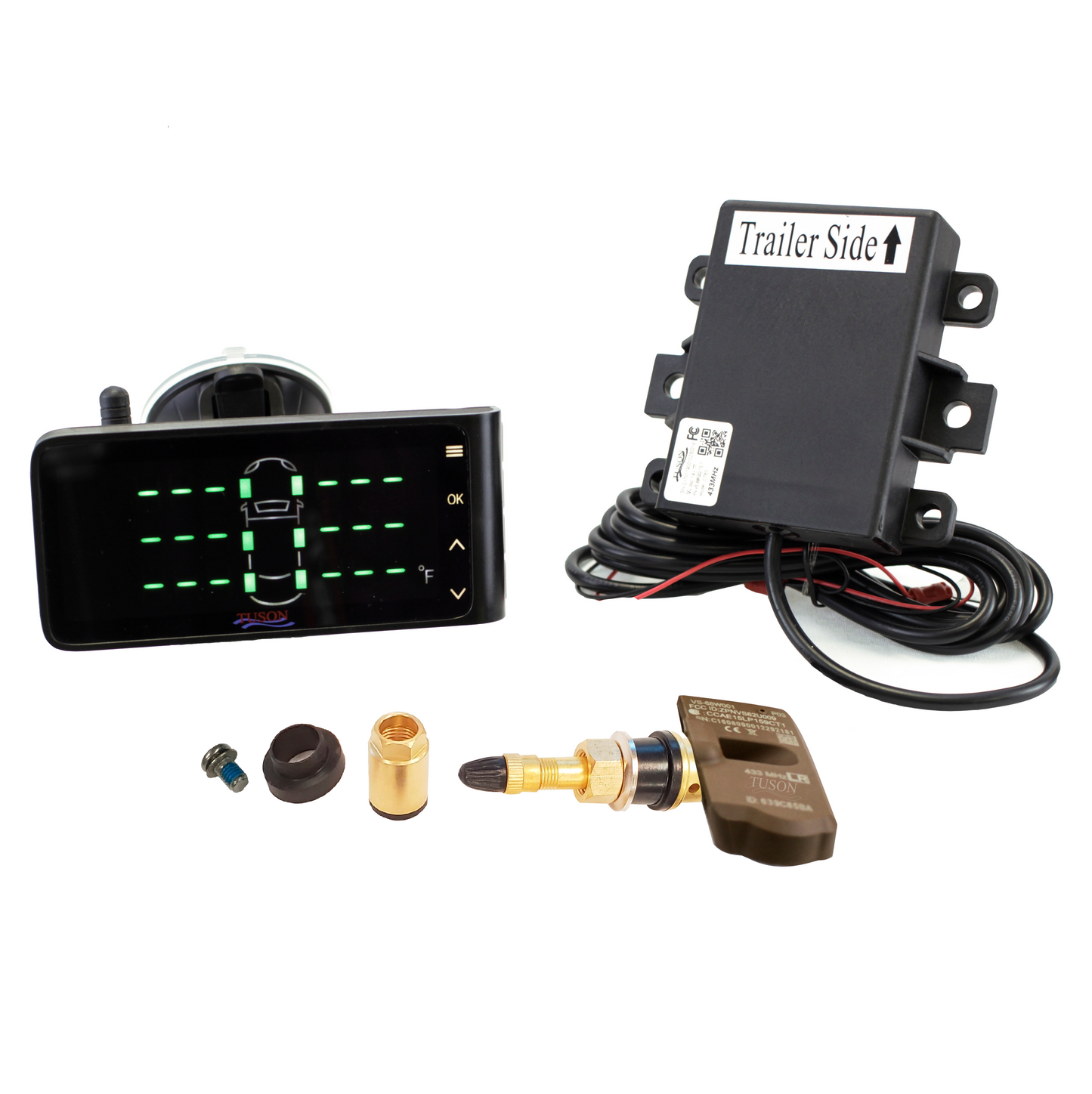 Internal Tuson Towable Tire Pressure Monitoring System with Brass IVS (TPMS4W)